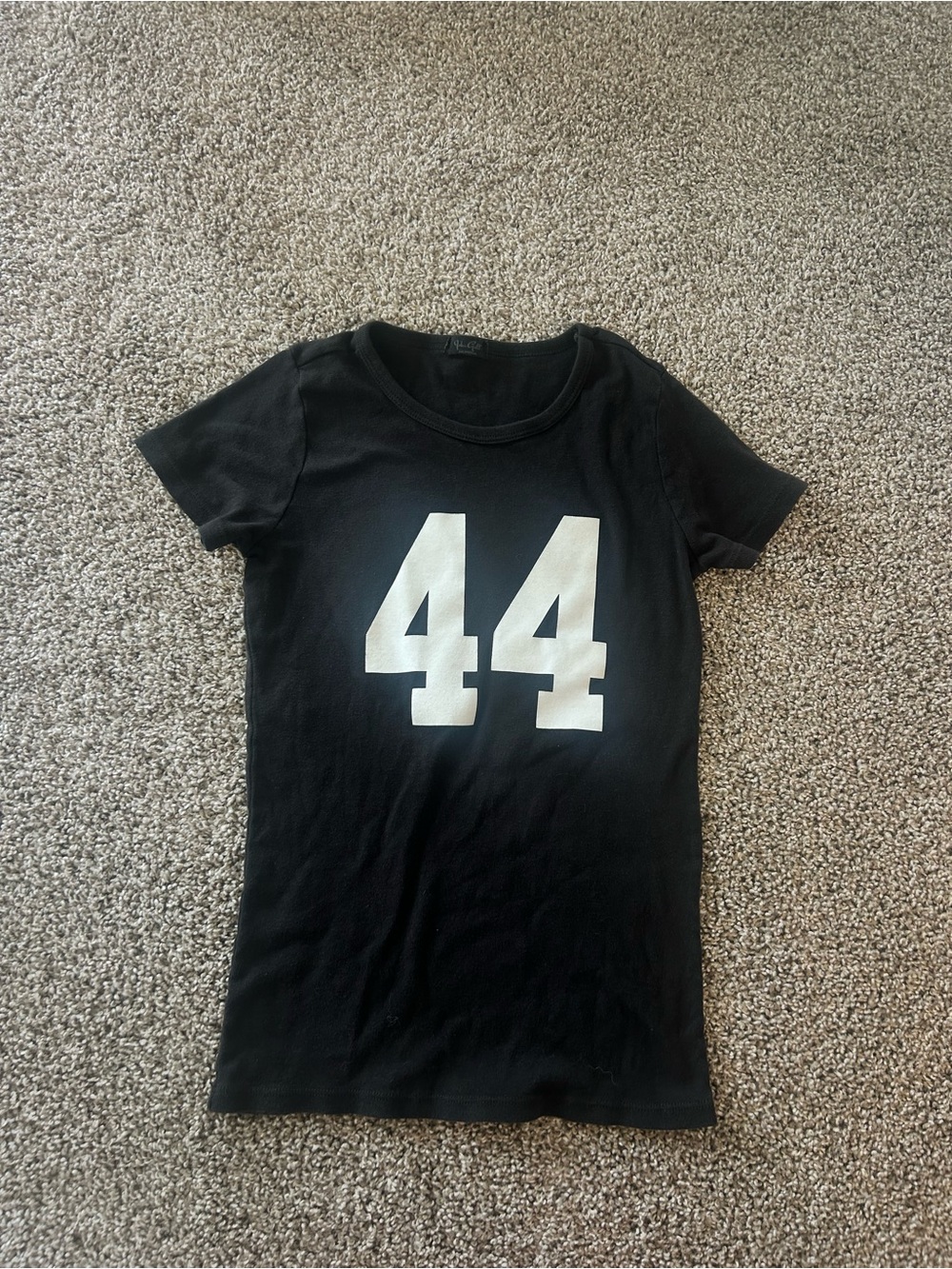 Brandy Melville Black Tee with White "44" Graphic